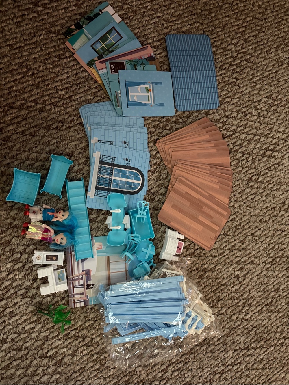 Blue Mini Dollhouse Furniture & Accessories Set - Home Party Supplies